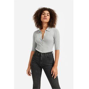 Everlane Light Gray Ribbed Polo Top